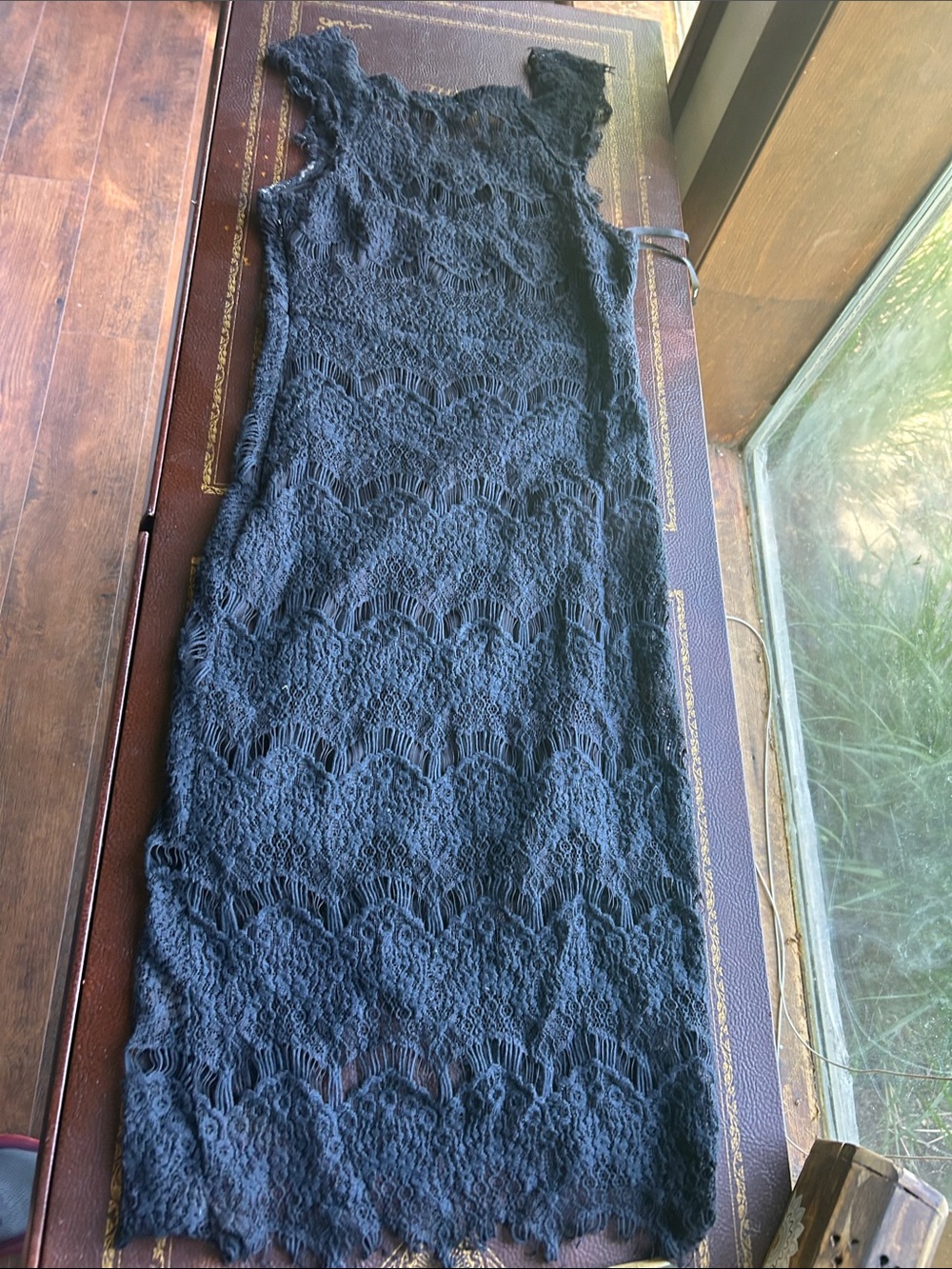 ANGL Black Lace Mini Dress with Cap Sleeves